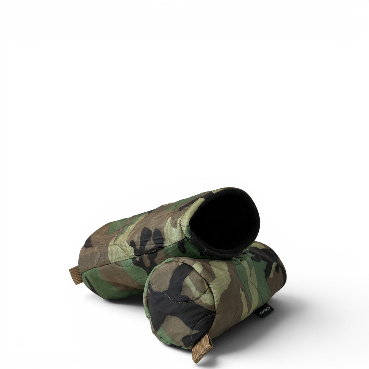 The Woobie repurposed M81 woodland poncho liner driver and wood headcovers, fleece lining visible