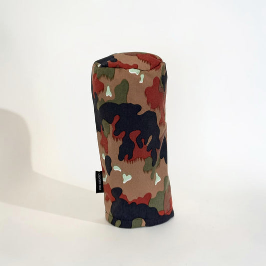 Handmade 500D golf headcover in classic Swiss Alpenflage camo pattern. Military field pattern. Black fleece lining, hidden elastic, Greyside label. Limited run. $60-$115.Made in USA.