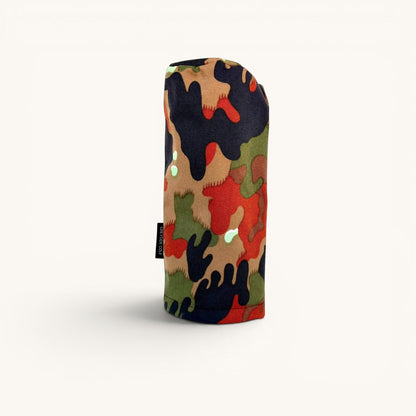 Greyside Golf Swiss Alpenflage camo Cordura driver headcover with black fleece interior and elastic closure.